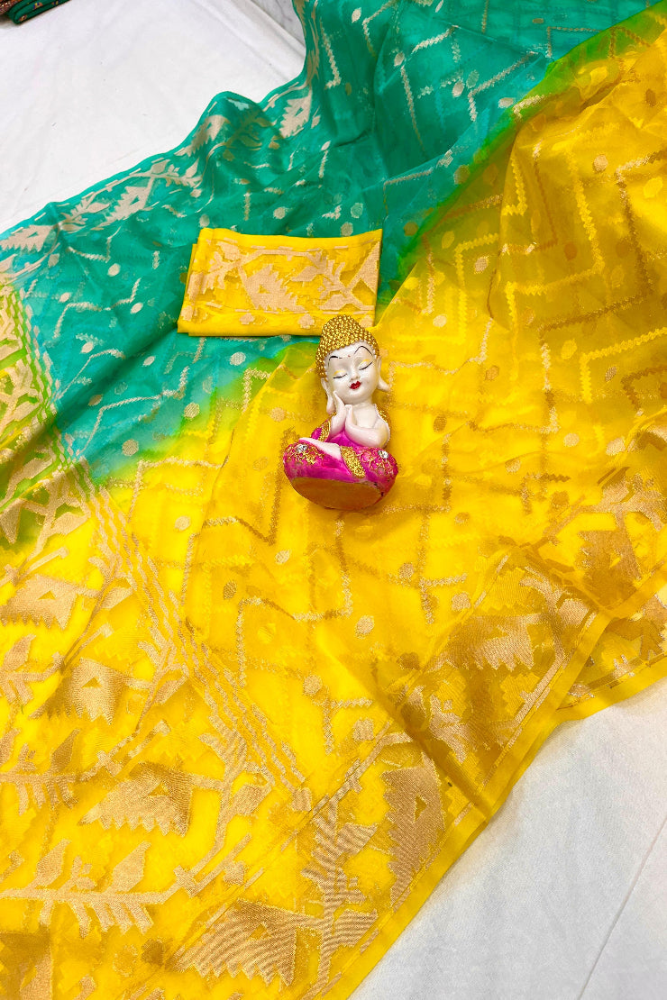 মসলিন অর্গানজা কারাত জামদানি শাড়ি