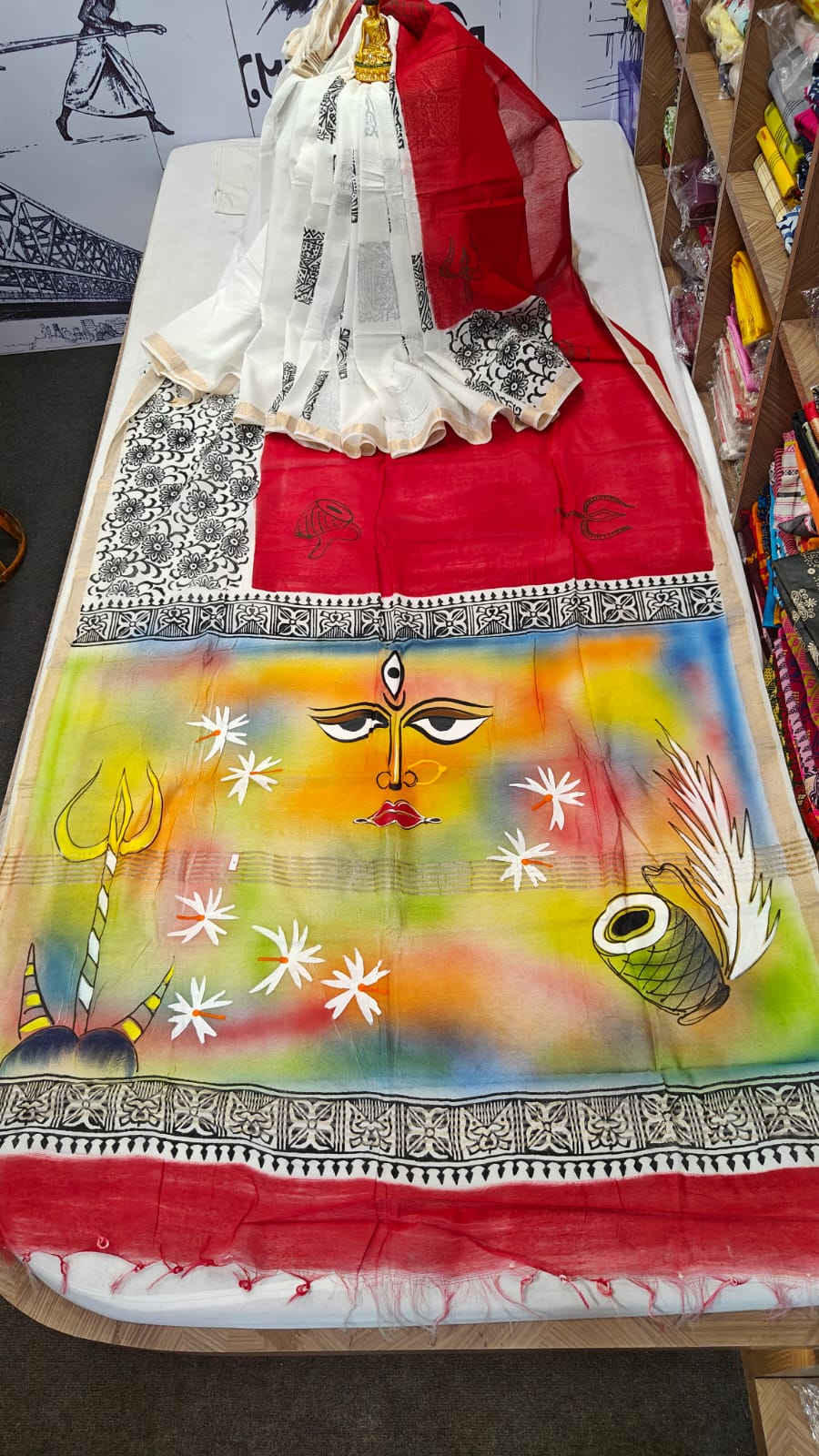 Authentic Kerala Cotton Hand Painted Saree – Kasavu Elegance