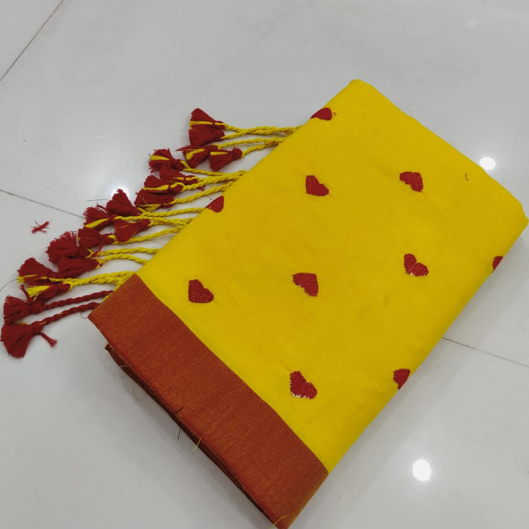 Love embroidery Soft Cotton Handloom Saree