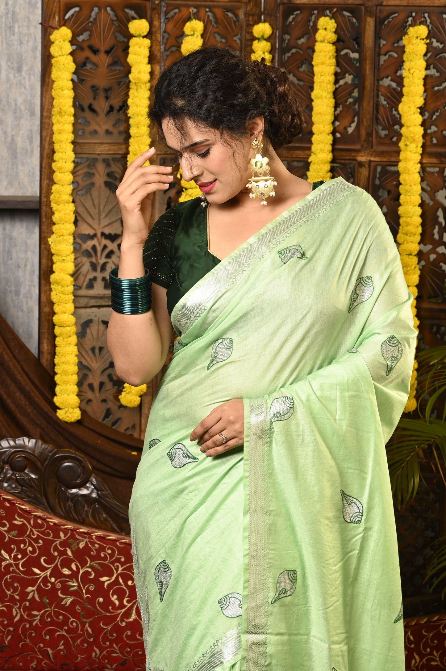 Sarat Shankha Bhagalpuri Semi Silk Saree
