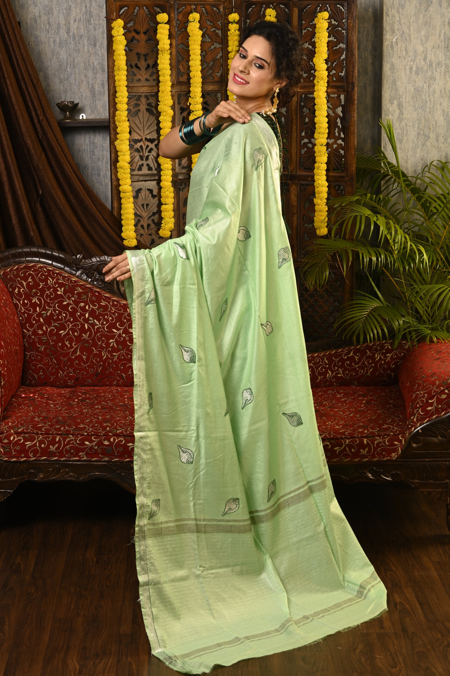 Sarat Shankha Bhagalpuri Semi Silk Saree
