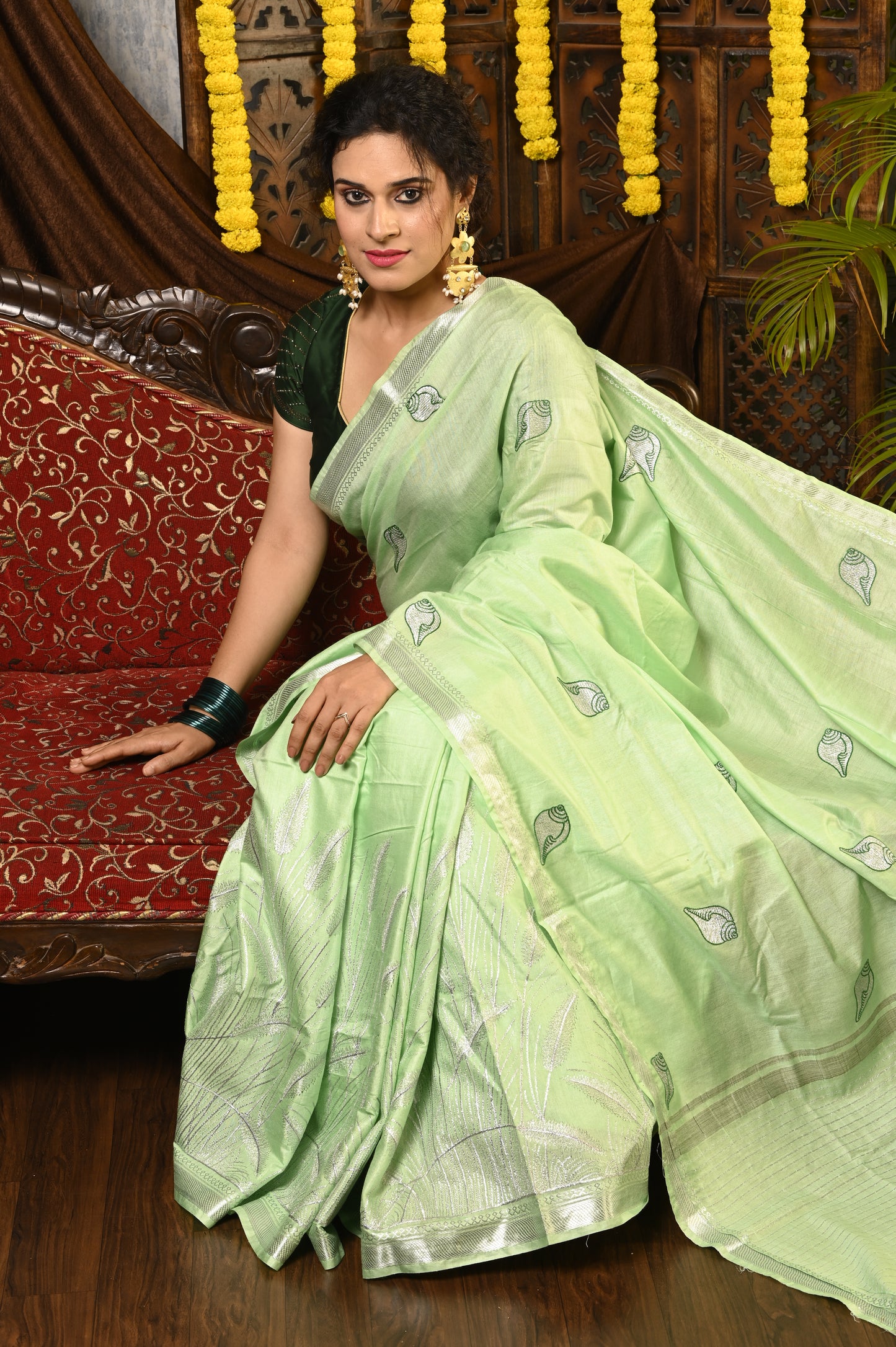 Sarat Shankha Bhagalpuri Semi Silk Saree
