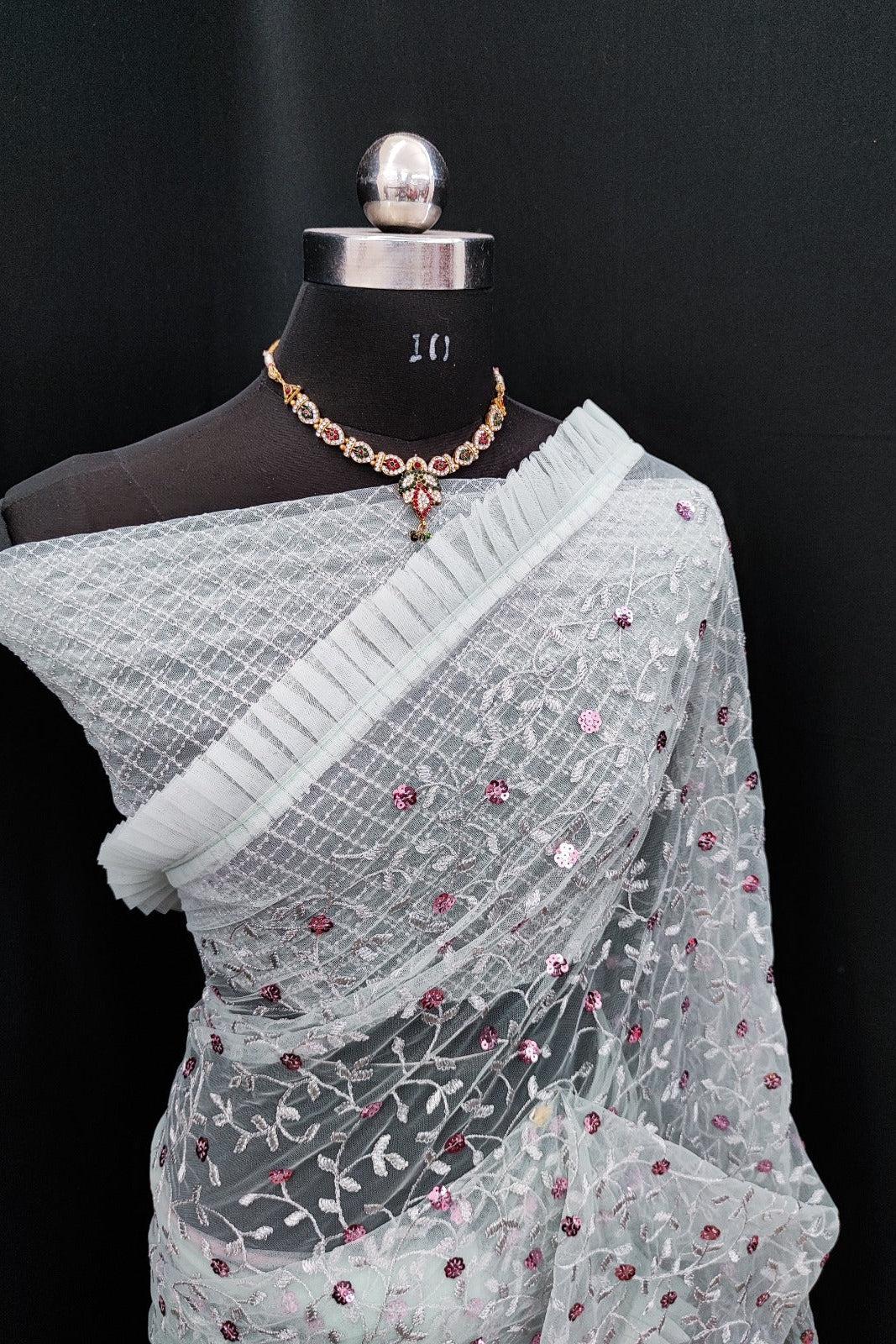 GK Reshmika Soft Net Sequence Saree