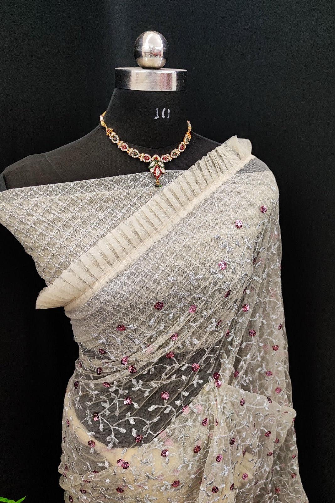 GK Reshmika Soft Net Sequence Saree