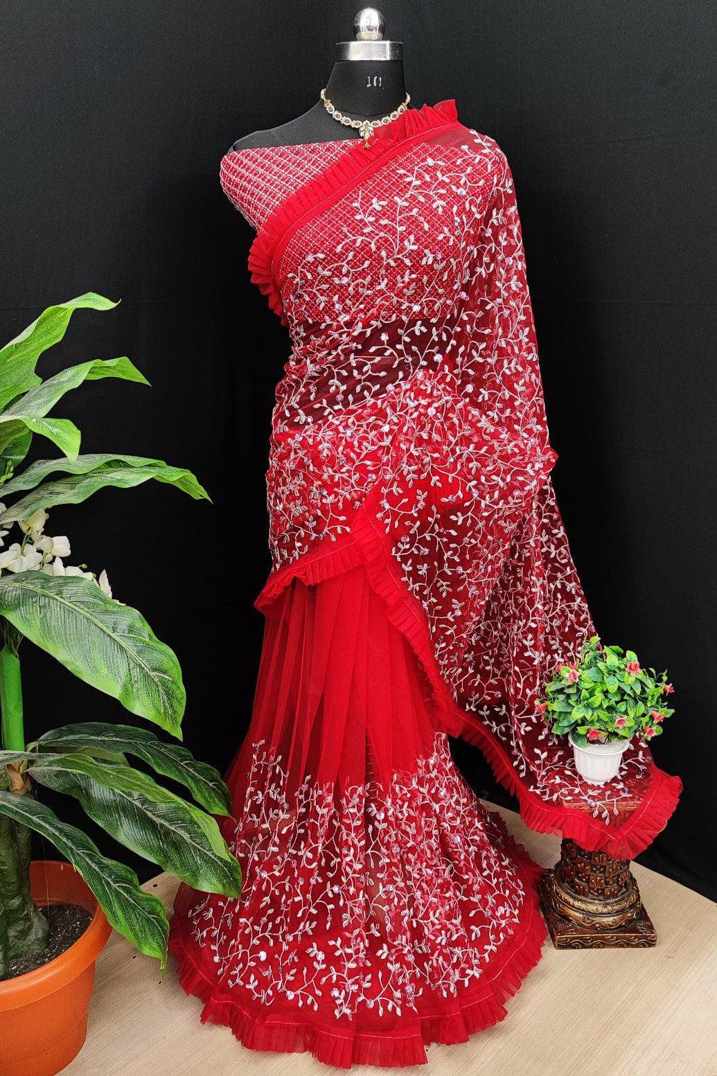 GK Reshmika Soft Net Sequence Saree
