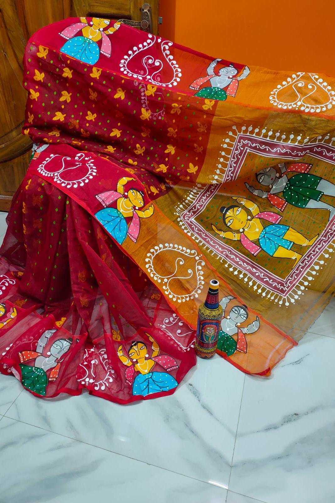 Jamdani Kota Hand Paint Potochitro Saree