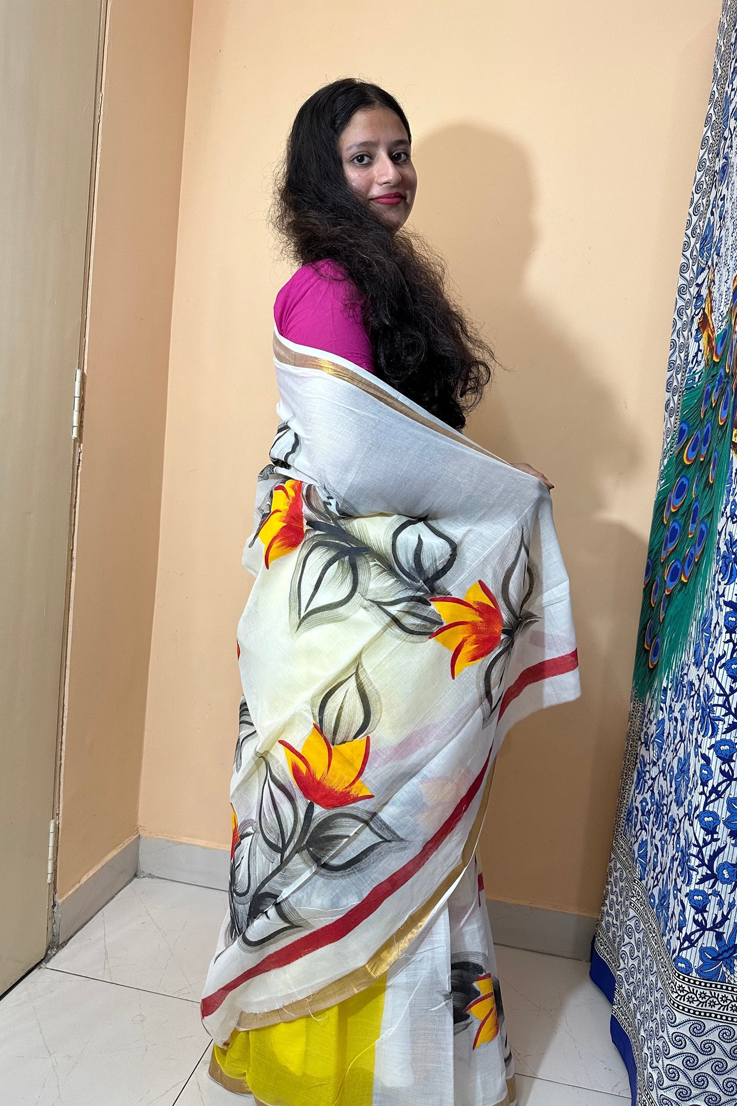 Kerala Cotton Hand Paint Sarees