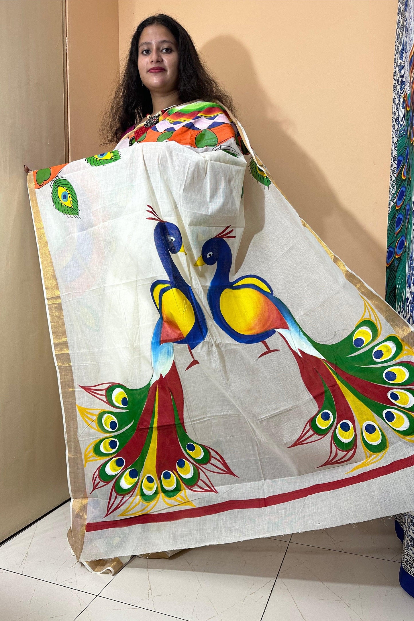 Kerala Cotton Hand Paint Sarees