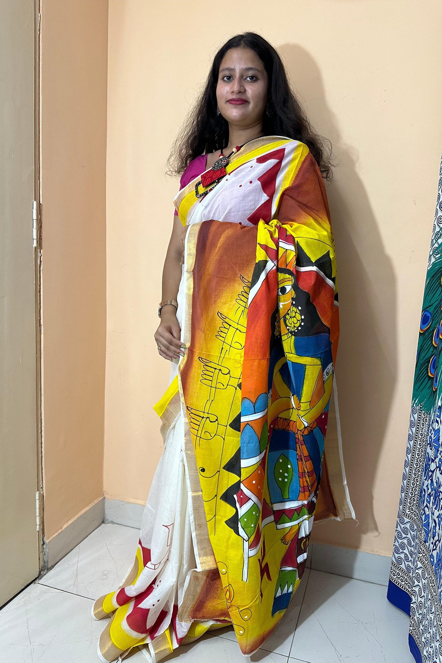 Kerala Cotton Hand Paint Sarees