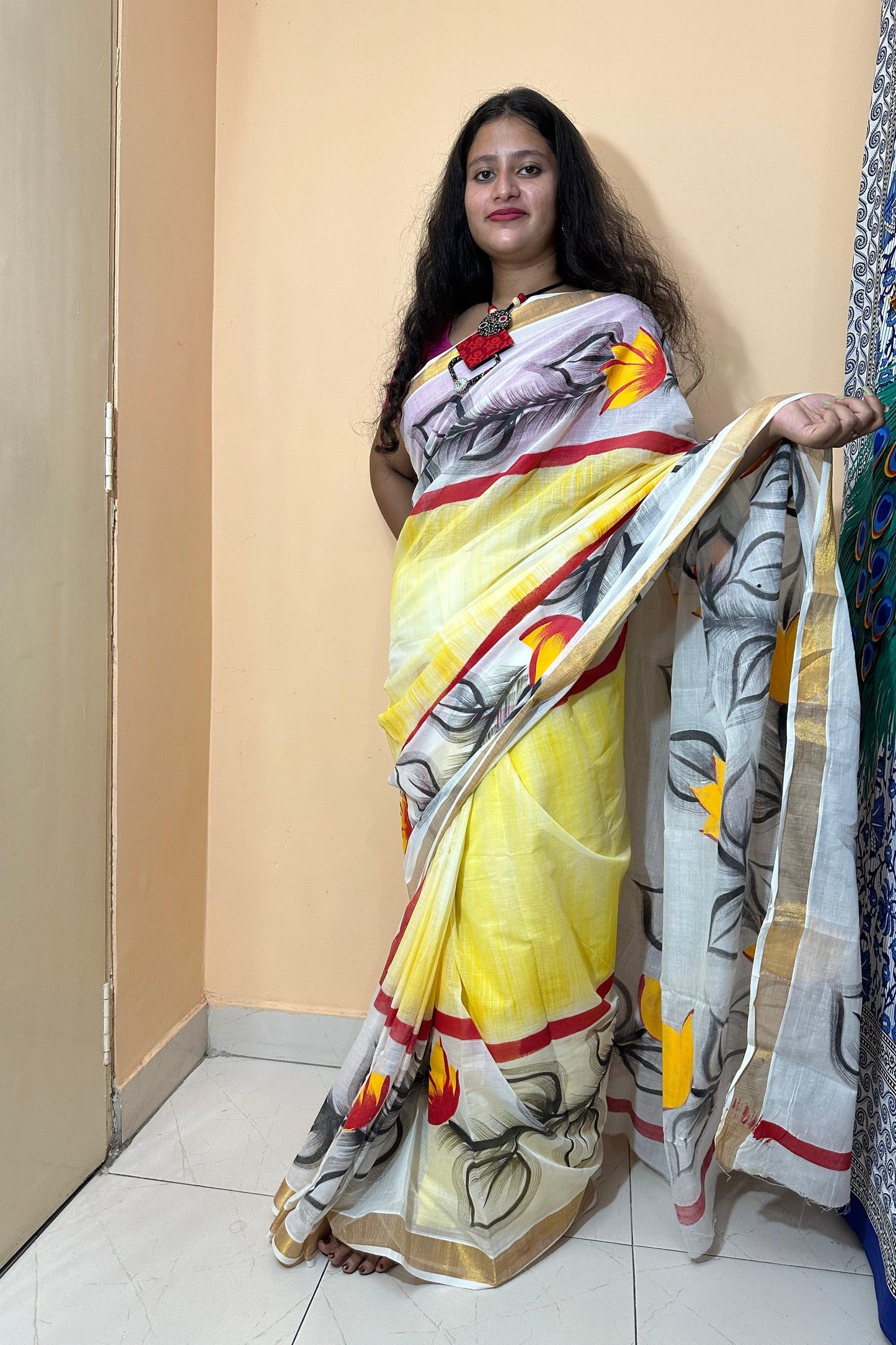 Kerala Cotton Hand Paint Sarees