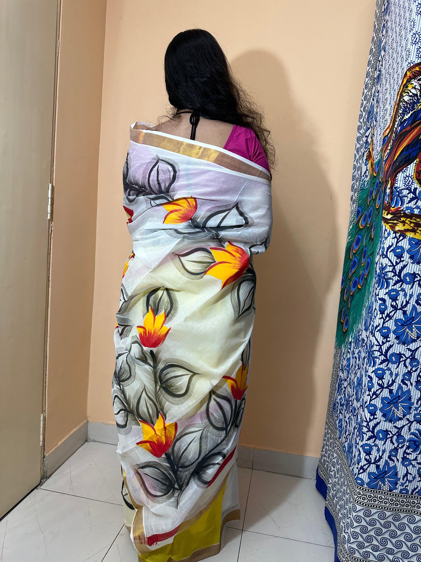 Kerala Cotton Hand Paint Sarees