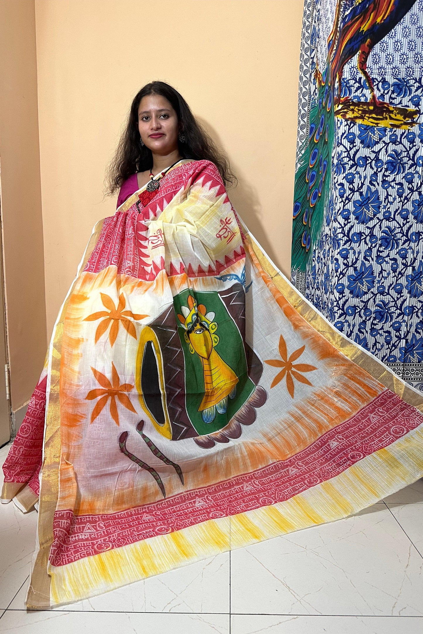 Kerala Cotton Hand Paint Sarees