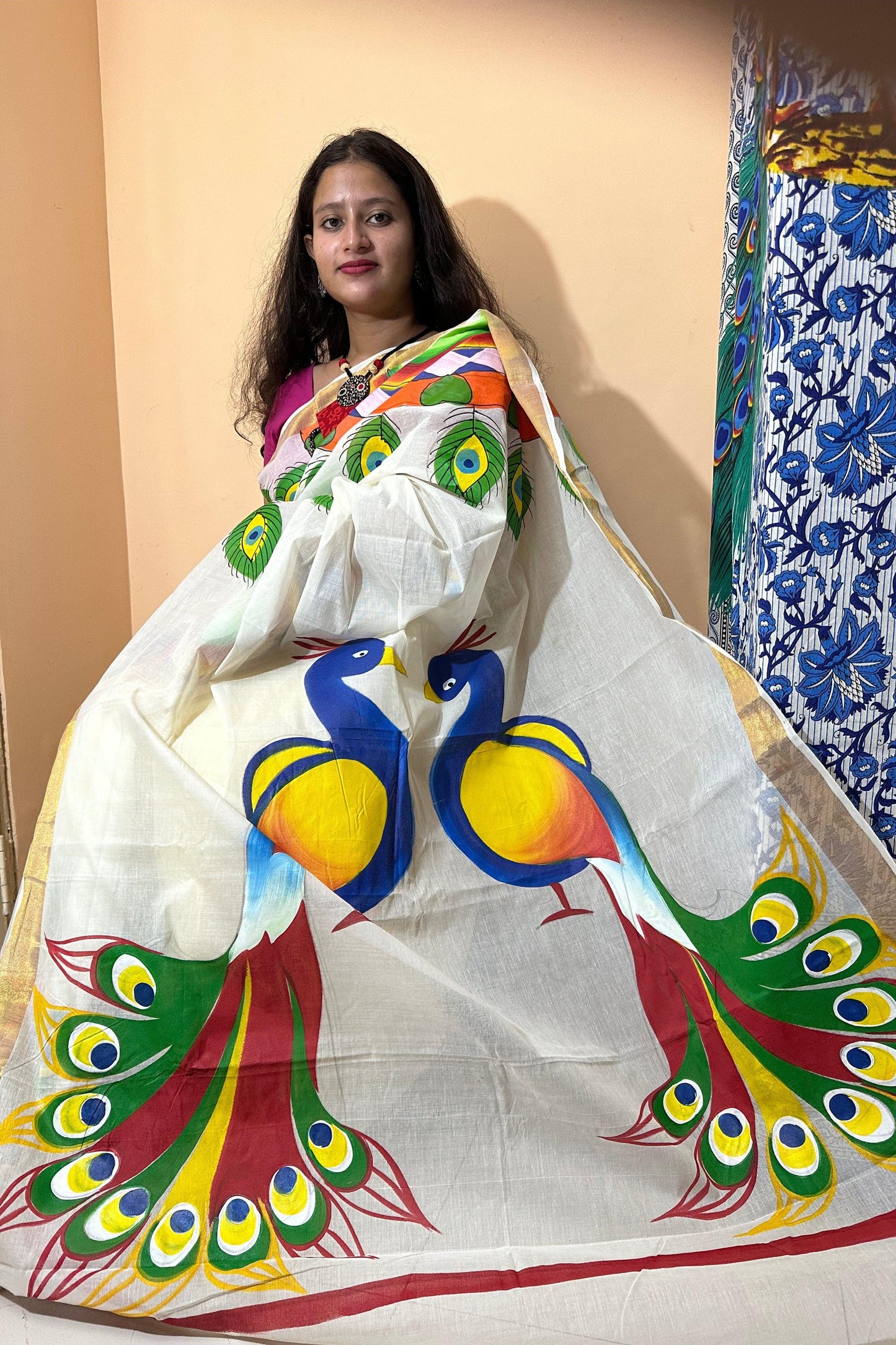 Kerala Cotton Hand Paint Sarees