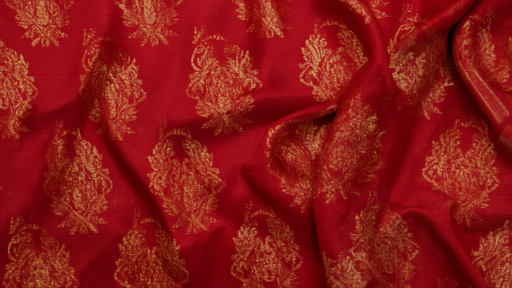 Banarasi silk saree online India - handwoven zari brocade fabric texture close-up