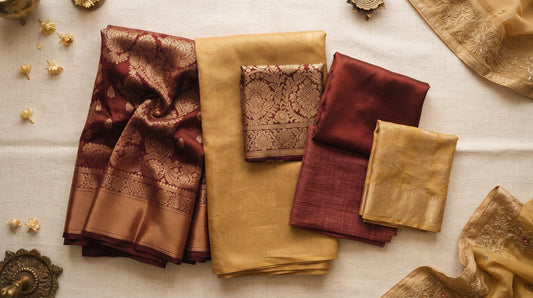 Saree blouse pairing guide - Jamdani, Tant and silk saree with blouse fabric styling