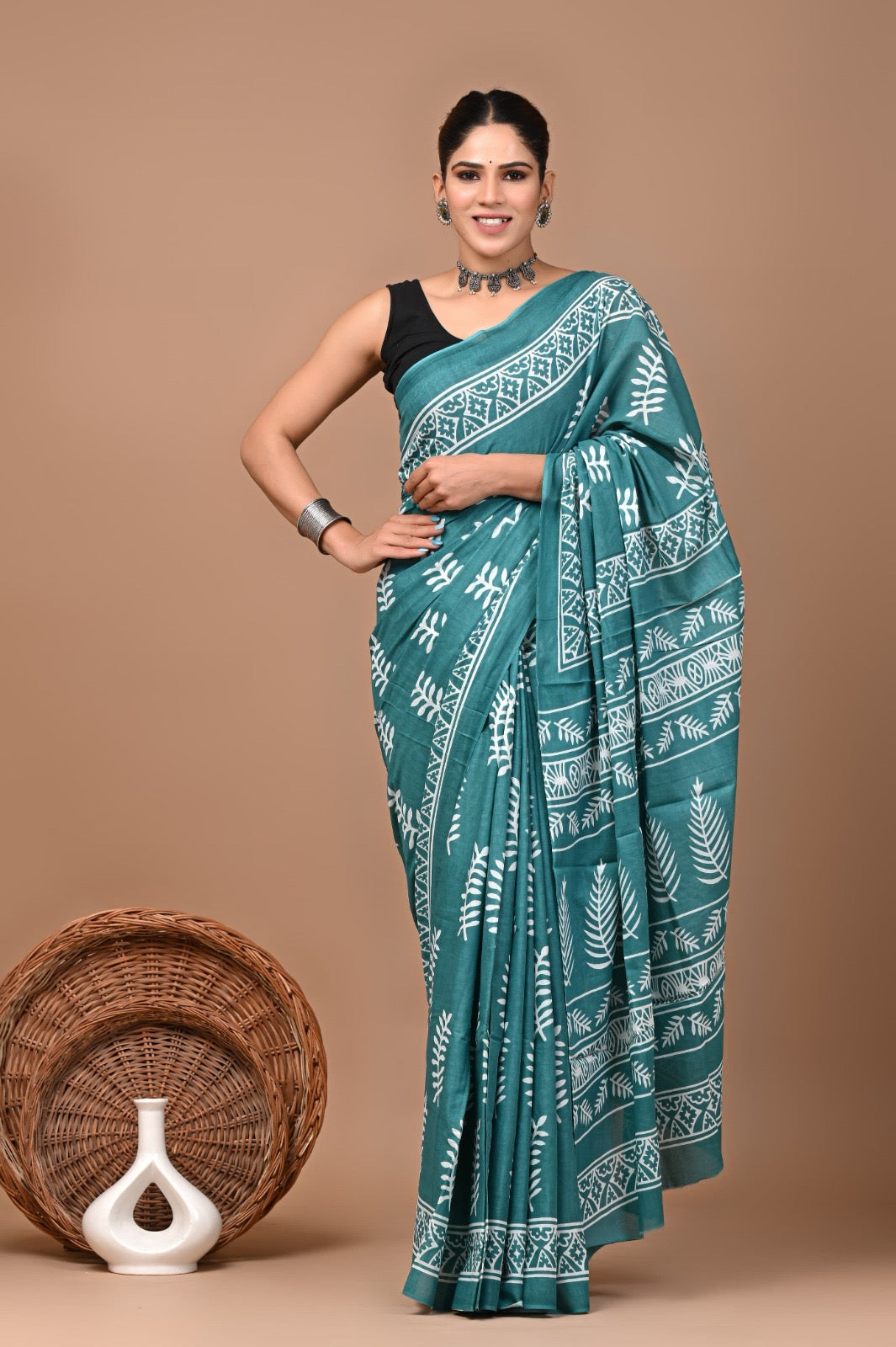 Mulmul Cotton Bangru Print Saree