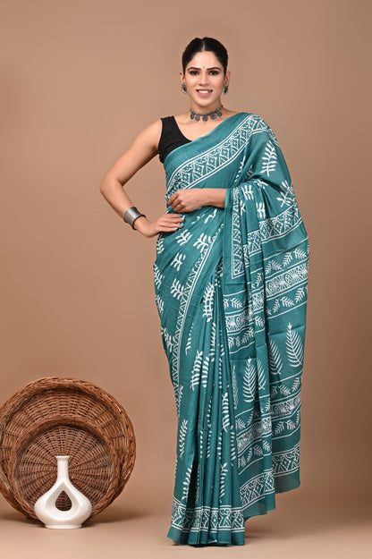 Mulmul Cotton Bangru Print Saree