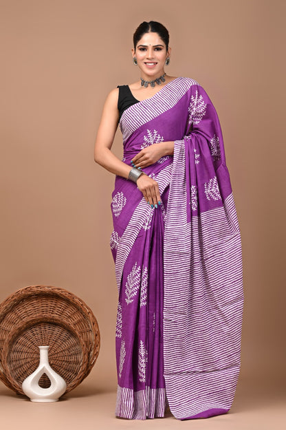 Mulmul Cotton Bangru Print Saree