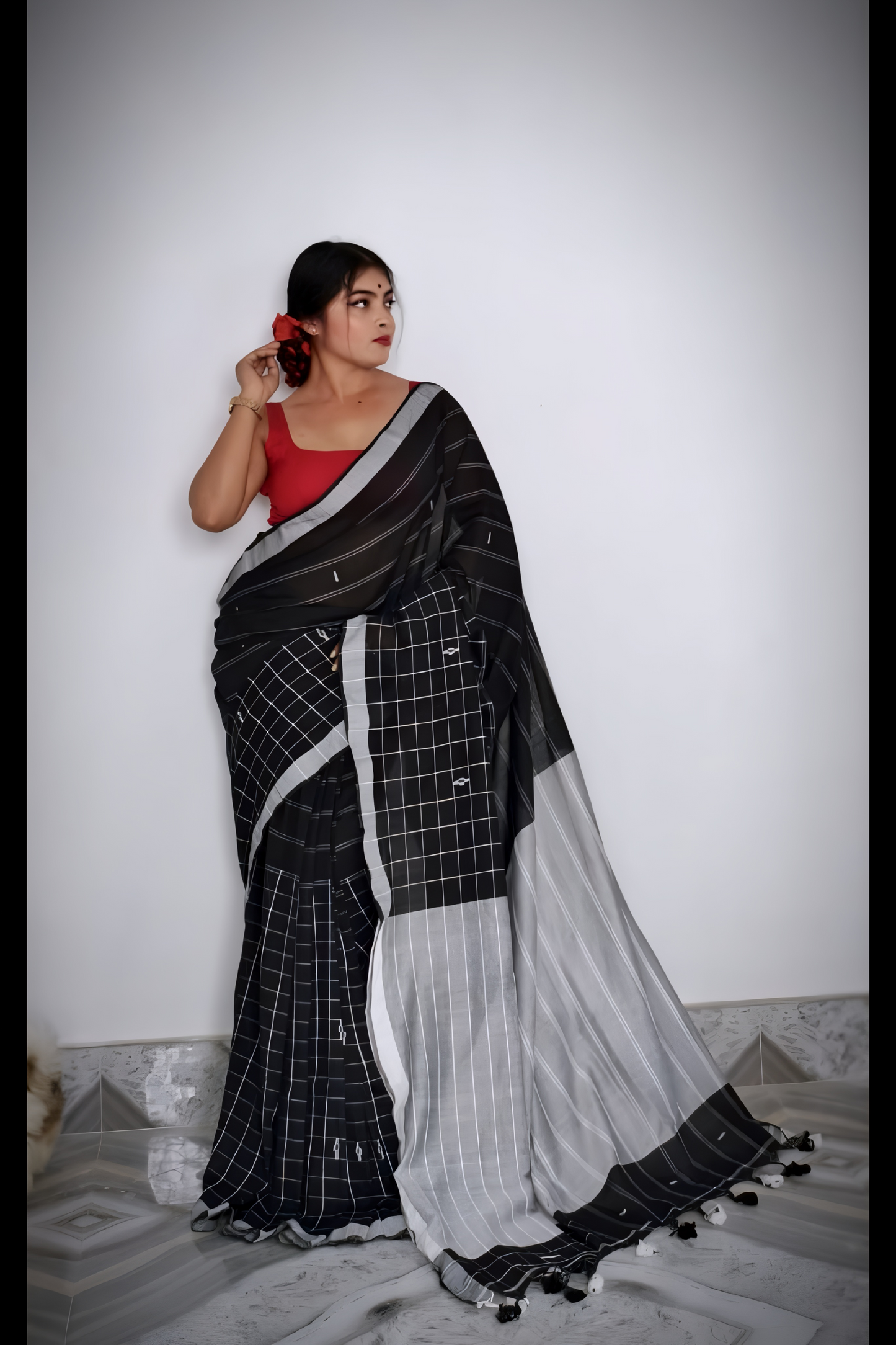 Half Check Cotton Saree