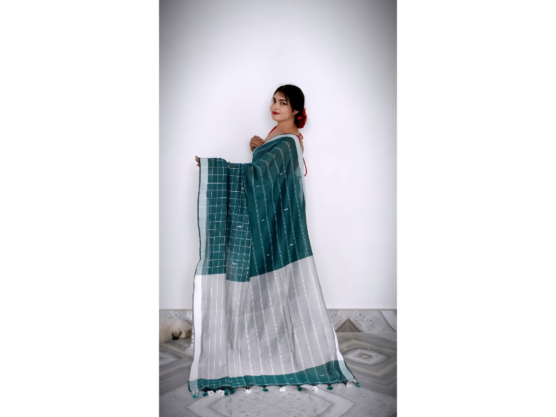 Half Check Cotton Saree