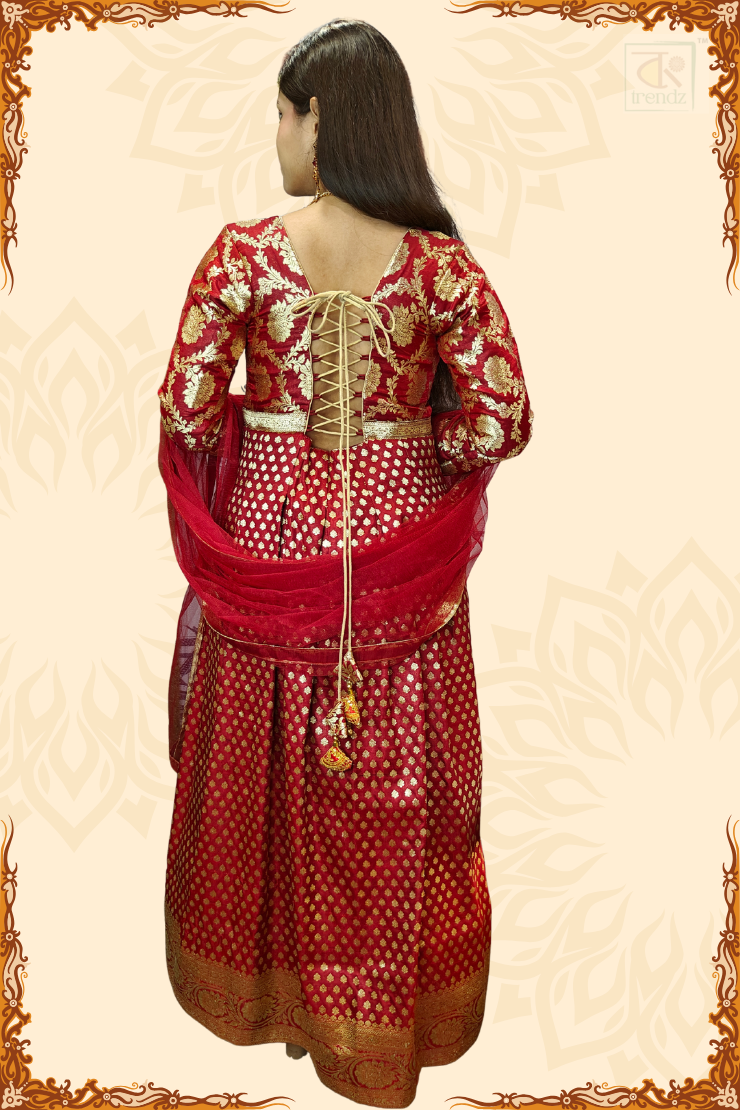 Designer Bridal Banarasi Gown with Chunni