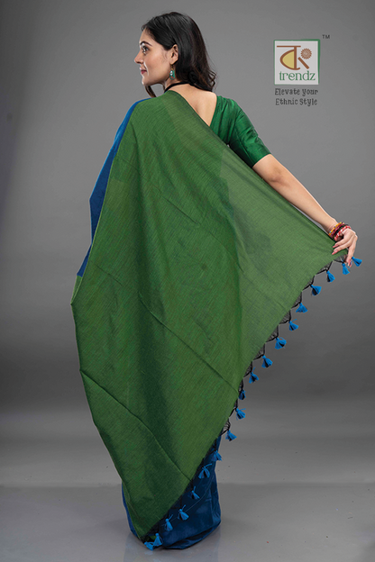 Stylish Dual Tone Soft Cotton Handloom sarees