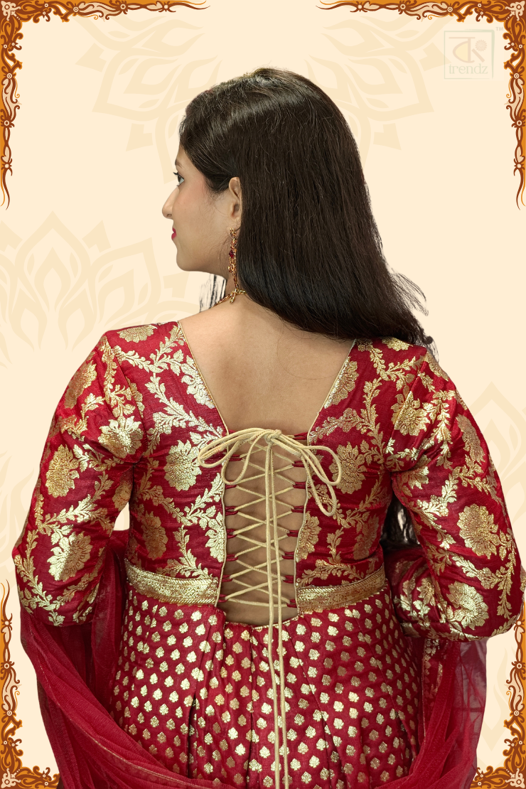 Designer Bridal Banarasi Gown with Chunni