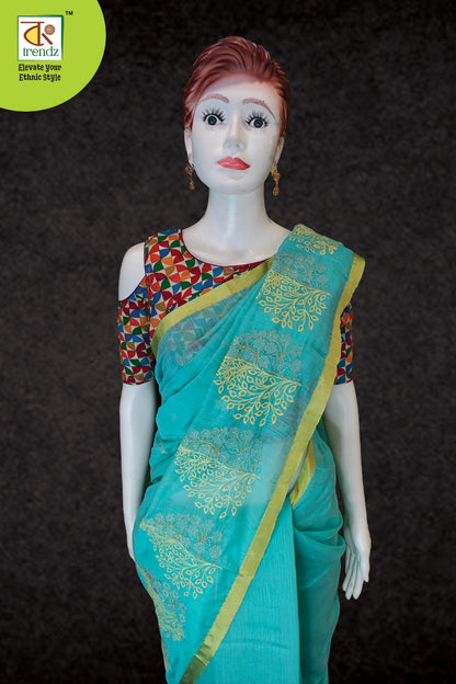 Briksham Cotton Handloom Embroidered Saree