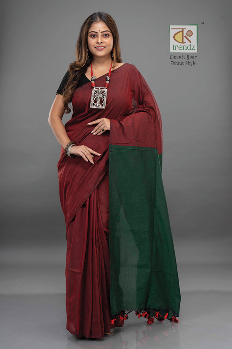 Stylish Dual Tone Soft Cotton Handloom sarees