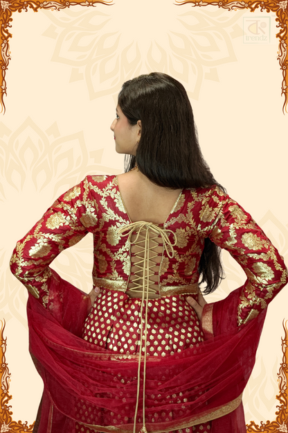Designer Bridal Banarasi Gown with Chunni