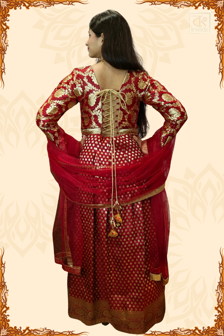 Designer Bridal Banarasi Gown with Chunni