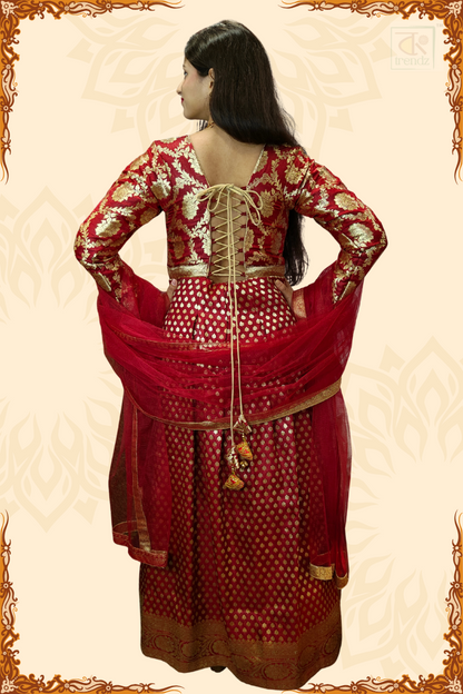 Designer Bridal Banarasi Gown with Chunni
