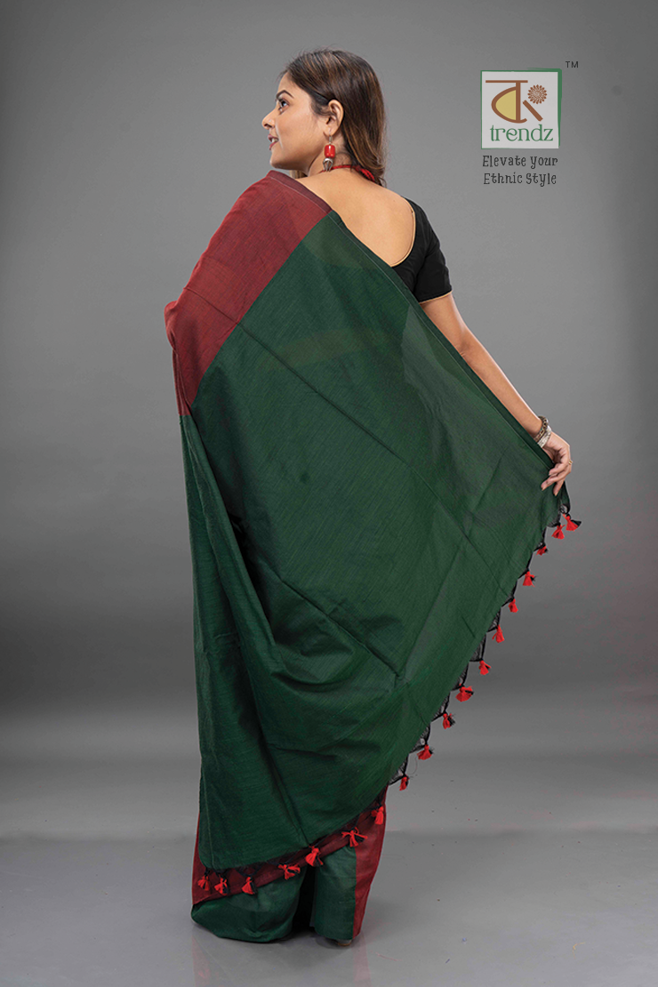 Stylish Dual Tone Soft Cotton Handloom sarees