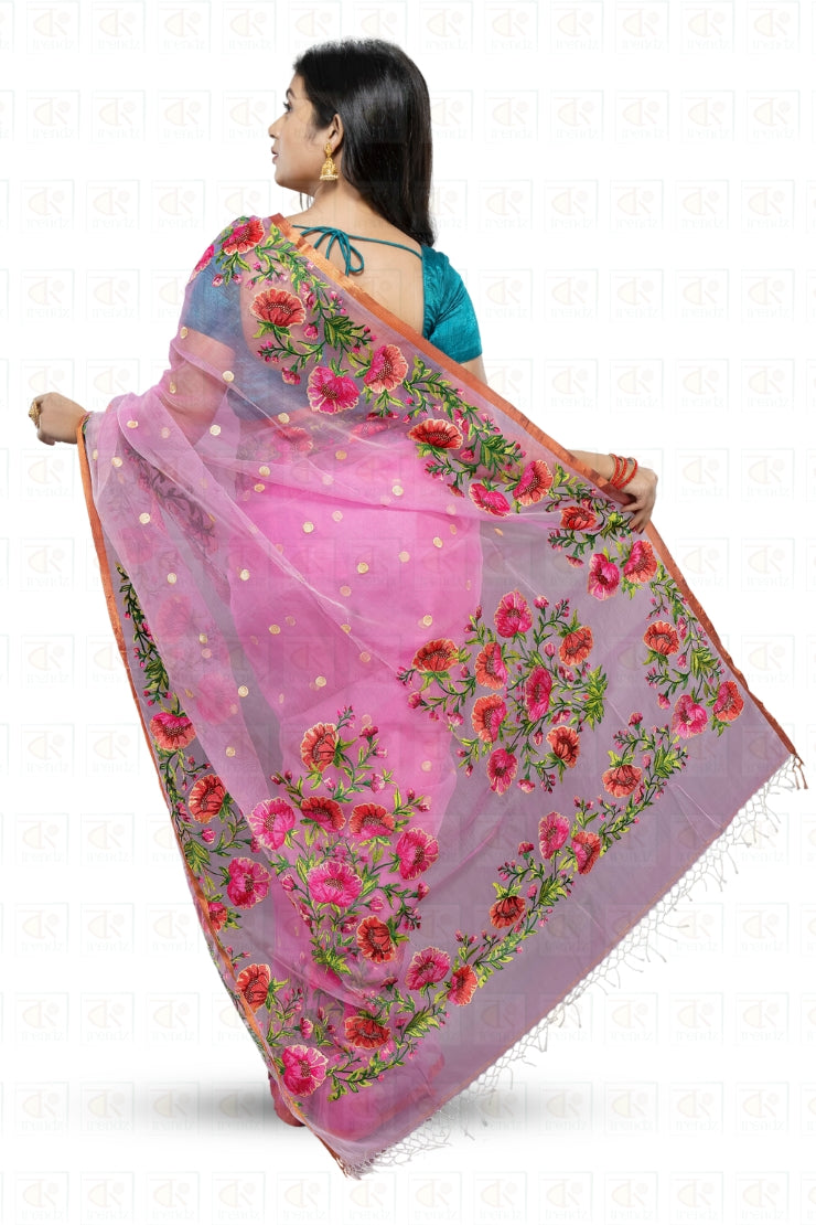 Beautiful Kadambari Muslin Rose Embroidery