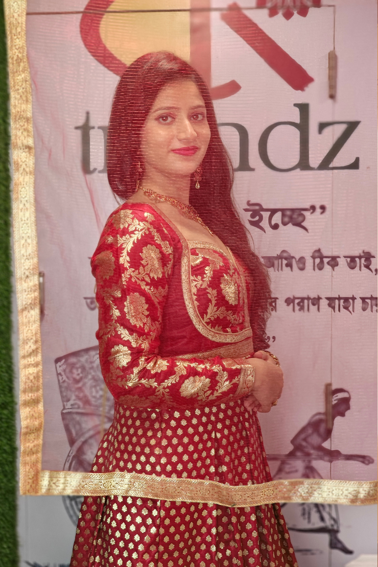 Designer Bridal Banarasi Gown with Chunni