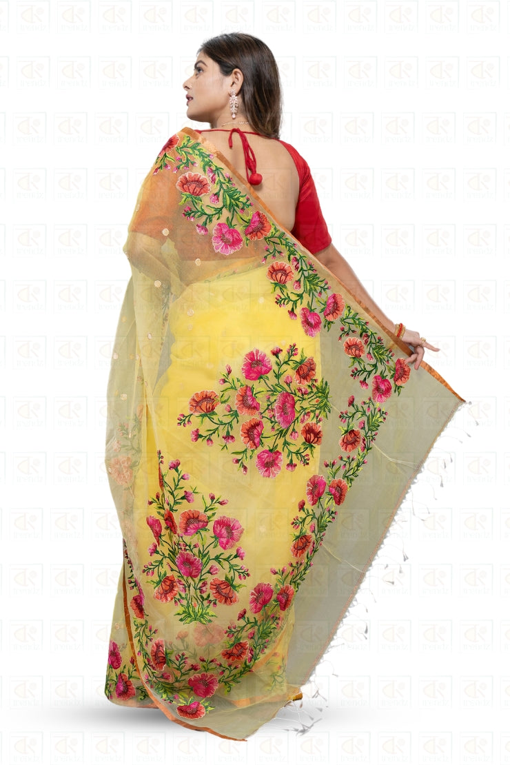 Beautiful Kadambari Muslin Rose Embroidery