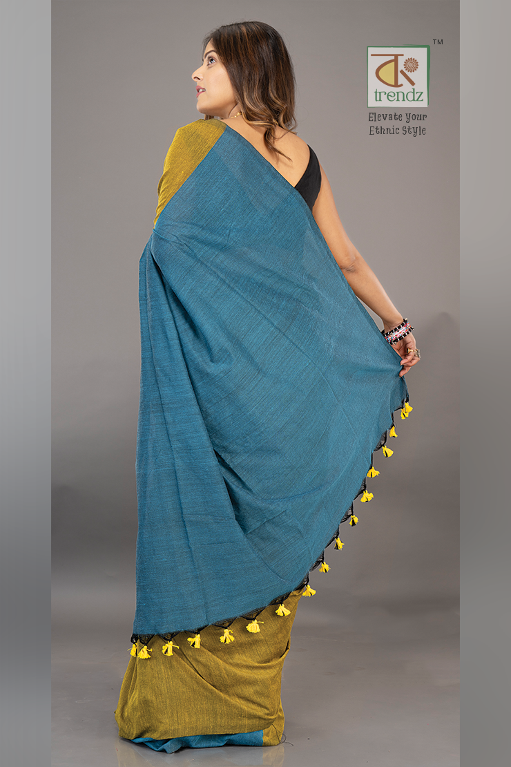 Stylish Dual Tone Soft Cotton Handloom sarees