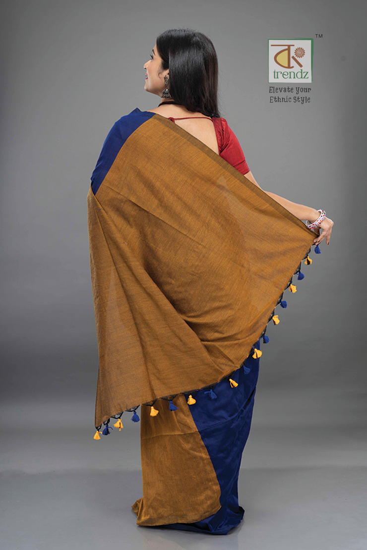 Stylish Dual Tone Soft Cotton Handloom sarees