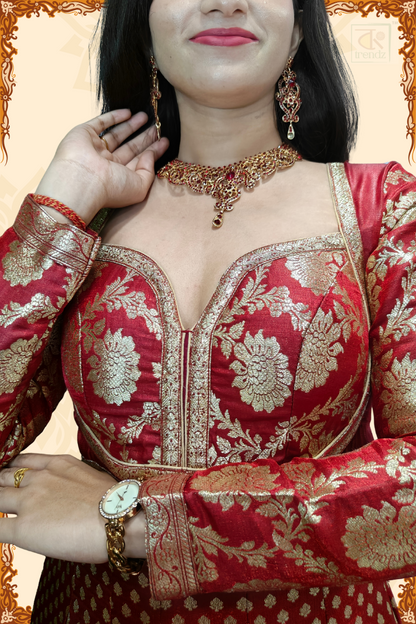 Designer Bridal Banarasi Gown with Chunni