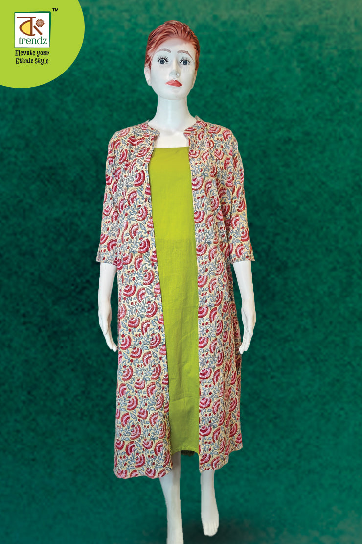 Rapid Prined Long Shrug with Cotton Inner