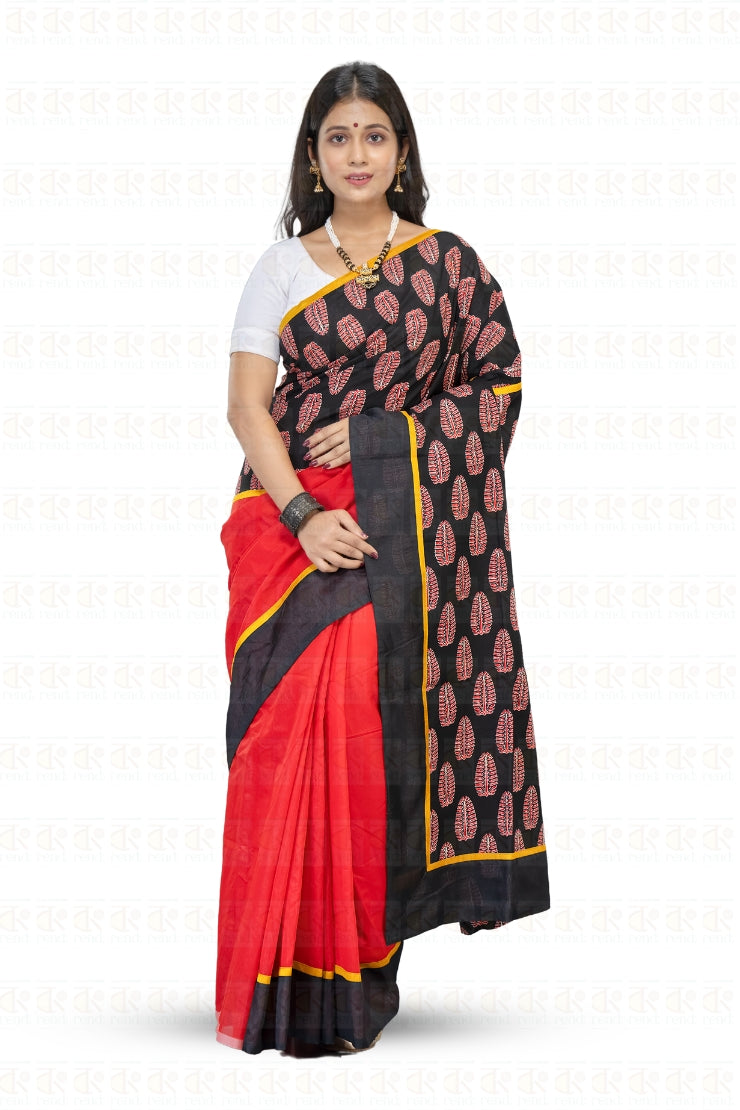 Dual Color Designer Leaf Boutique Printed Saree