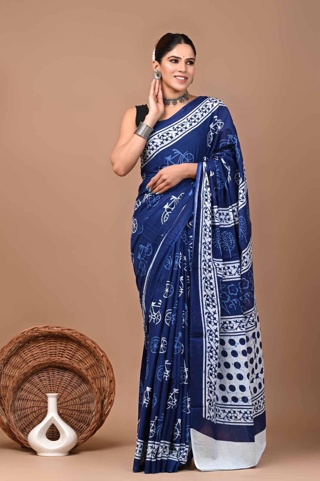 Mulmul Cotton Bangru Print Saree