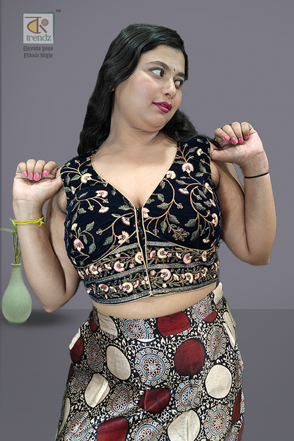 Designer Velvet Sleeveless Blouse