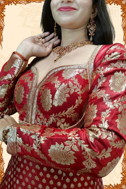 Designer Bridal Banarasi Gown with Chunni