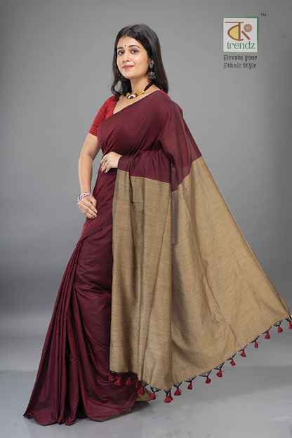 Stylish Dual Tone Soft Cotton Handloom sarees