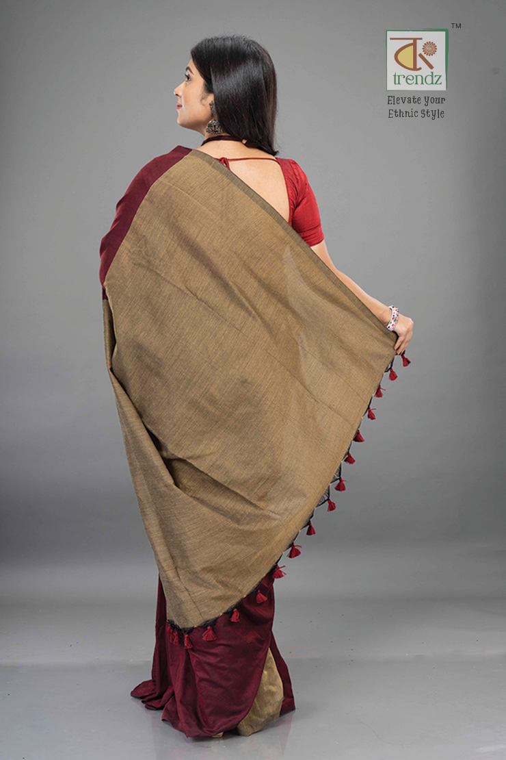 Stylish Dual Tone Soft Cotton Handloom sarees