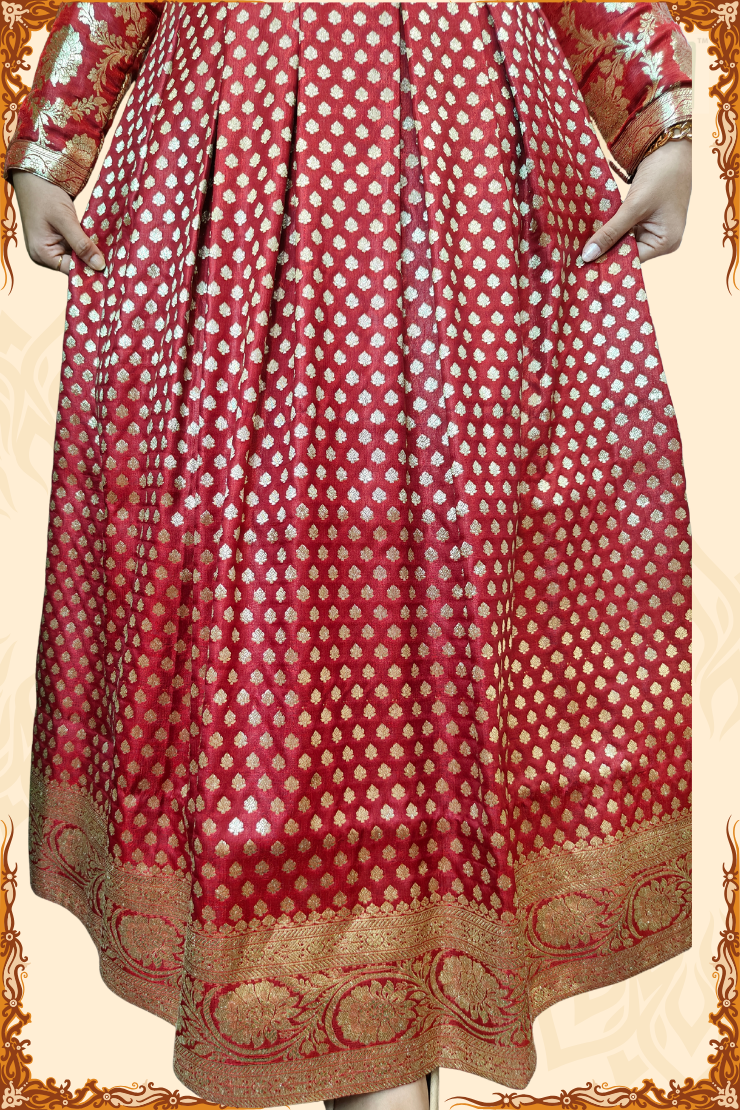 Designer Bridal Banarasi Gown with Chunni
