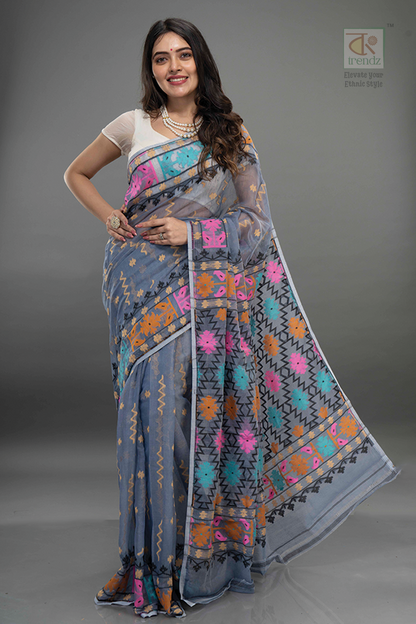 Premium Soft Floral Dhakai Jamdani Saree