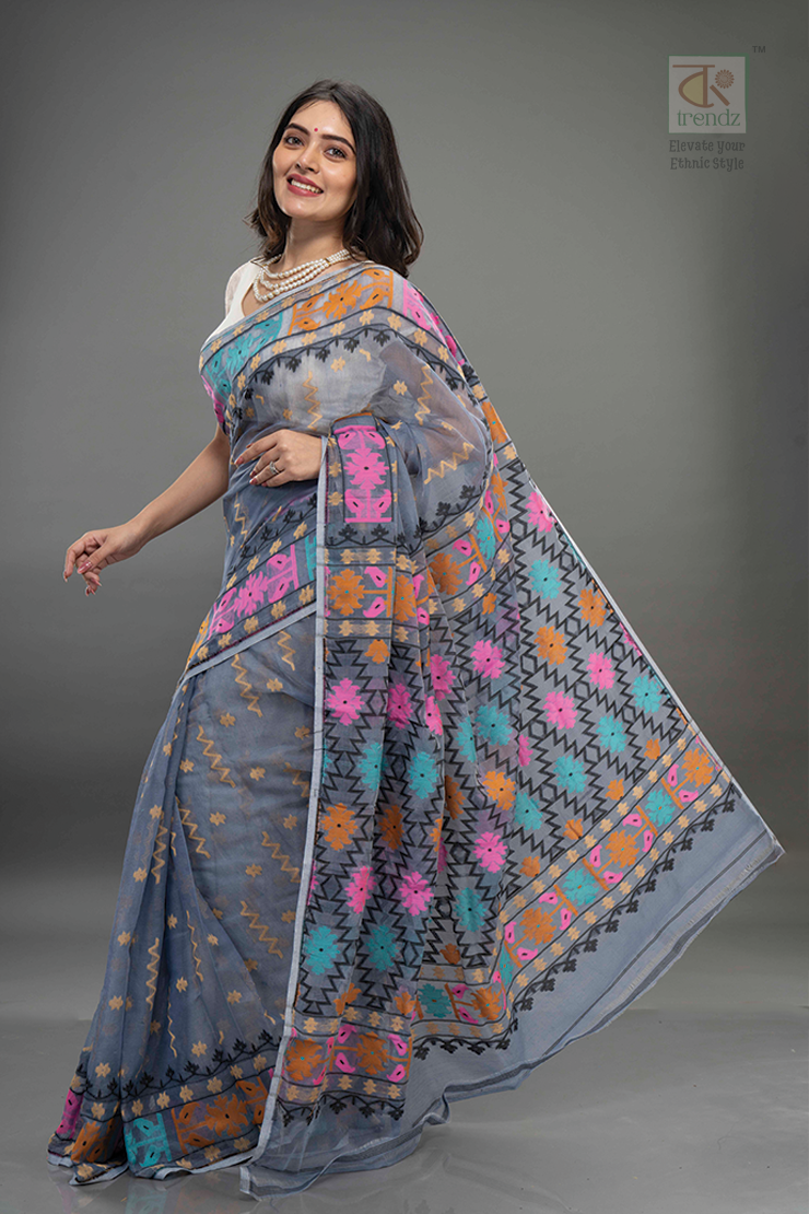 Premium Soft Floral Dhakai Jamdani Saree