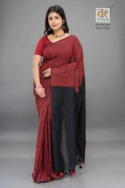 Stylish Dual Tone Soft Cotton Handloom sarees